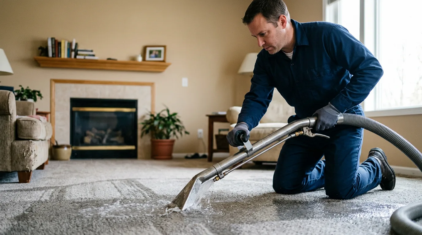 Water damage restoration technician working near South Whitley, IN